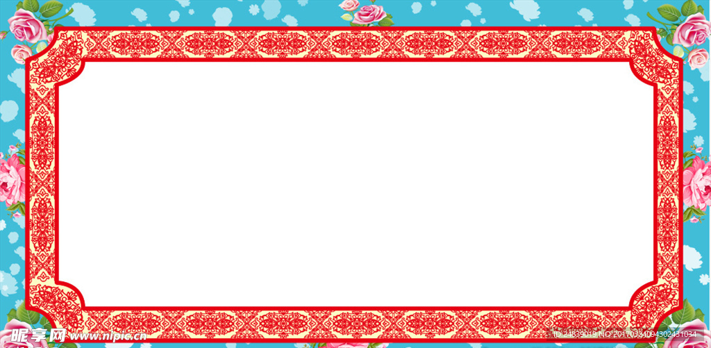 碎花中式边框PSD