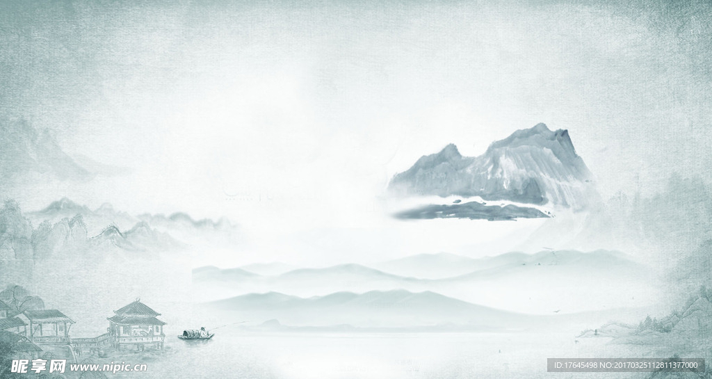 中国风水墨画广告海报