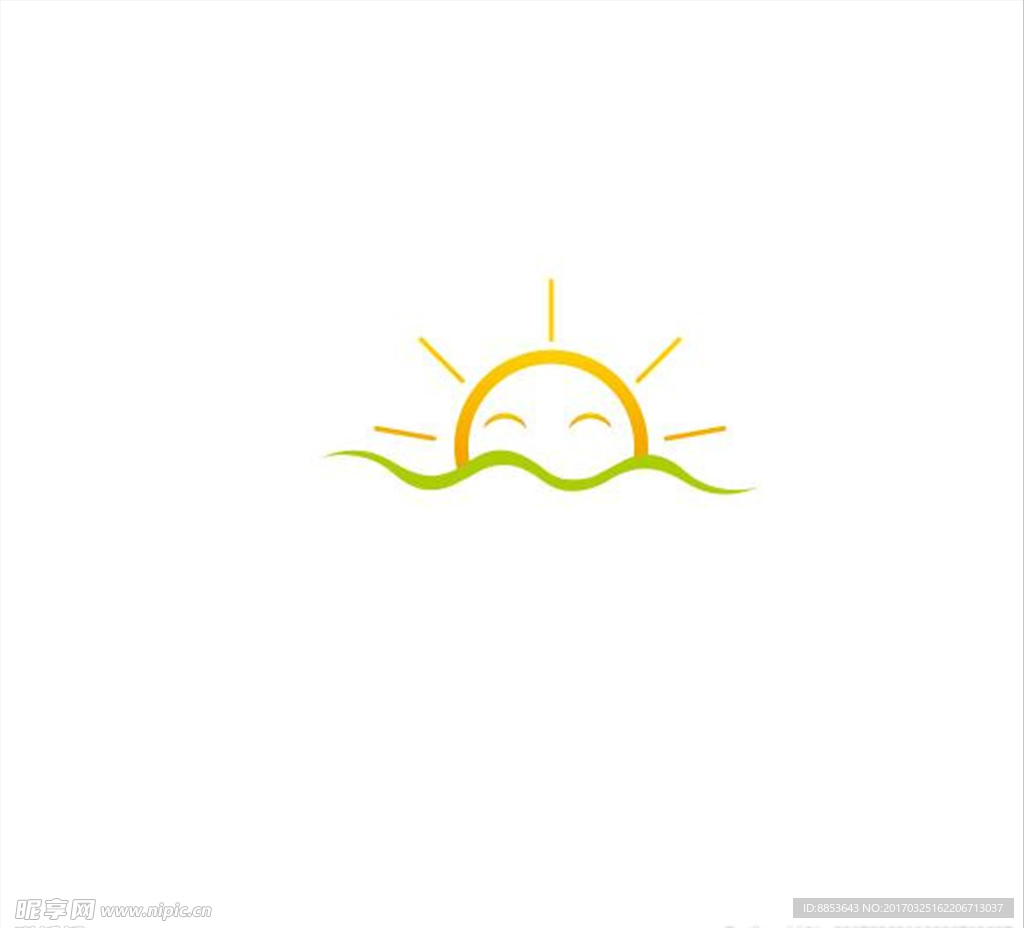 太阳阳光波浪海洋标志图案
