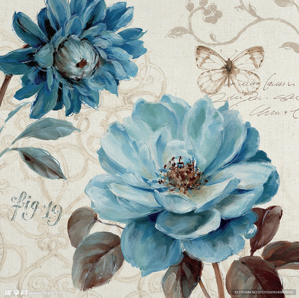 数码花卉油画