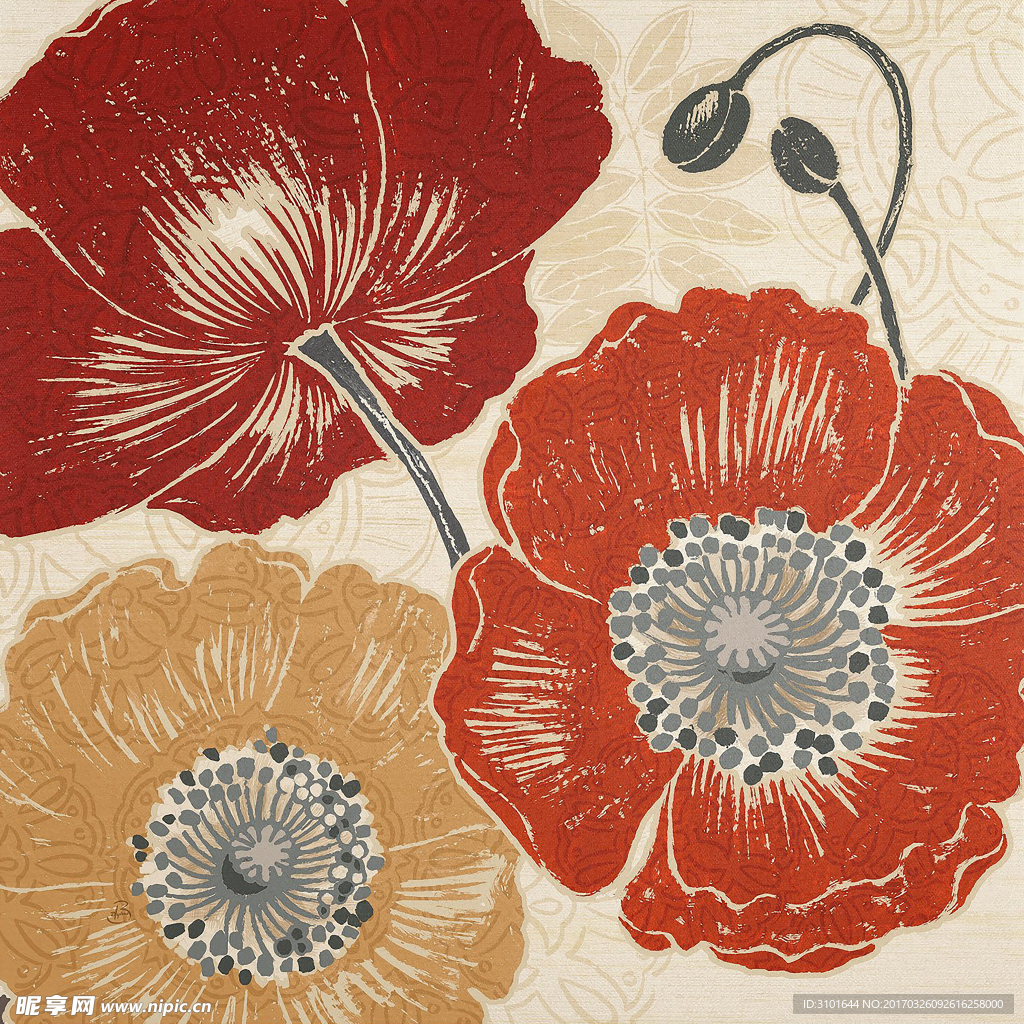 数码花卉油画