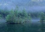 烟雾缭绕的湖泊