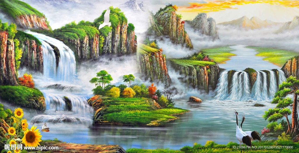 风景油画背景墙