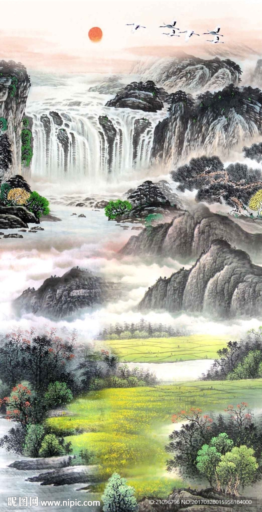 山水国画玄关