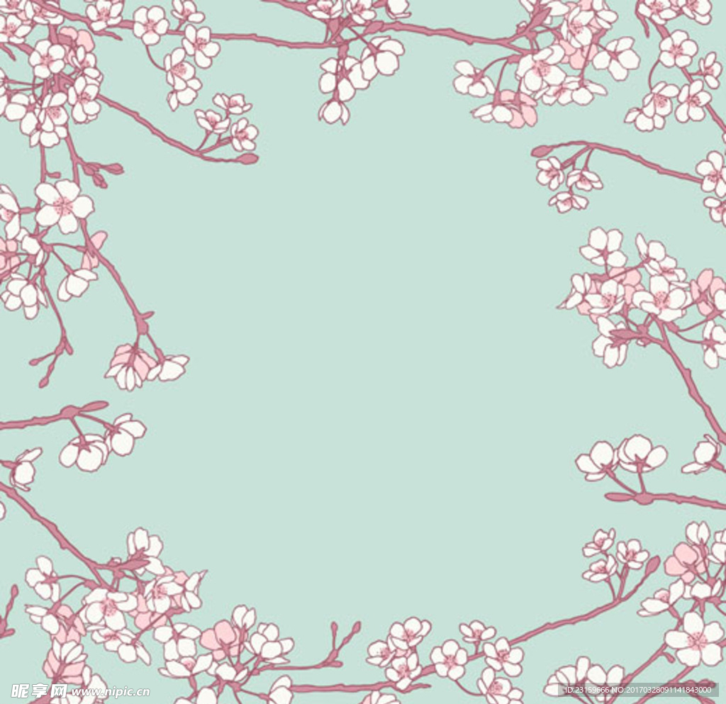 春季淡雅花卉花枝背景
