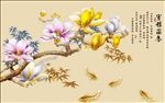 玉兰花竹子彩雕电视背景墙家和富