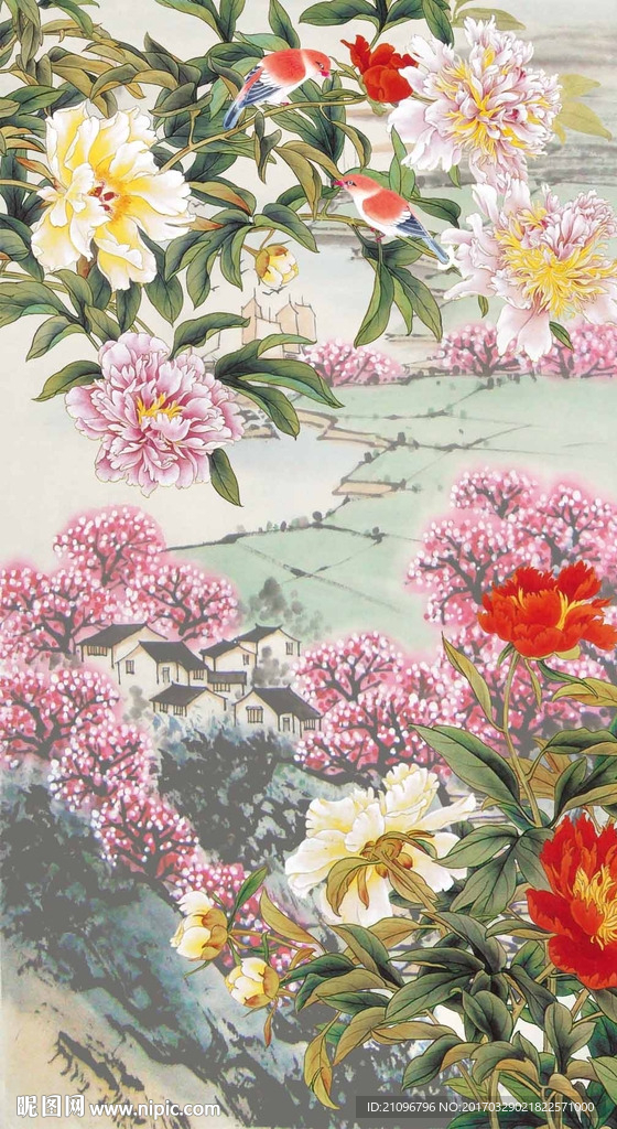 国画牡丹玄关