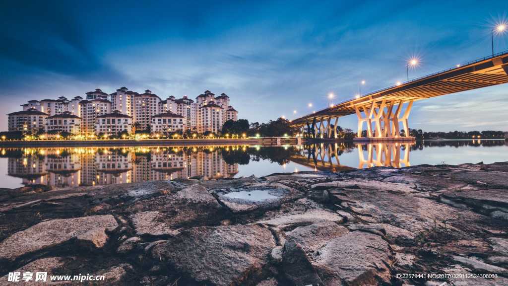 新加坡夜景地标风景摄影