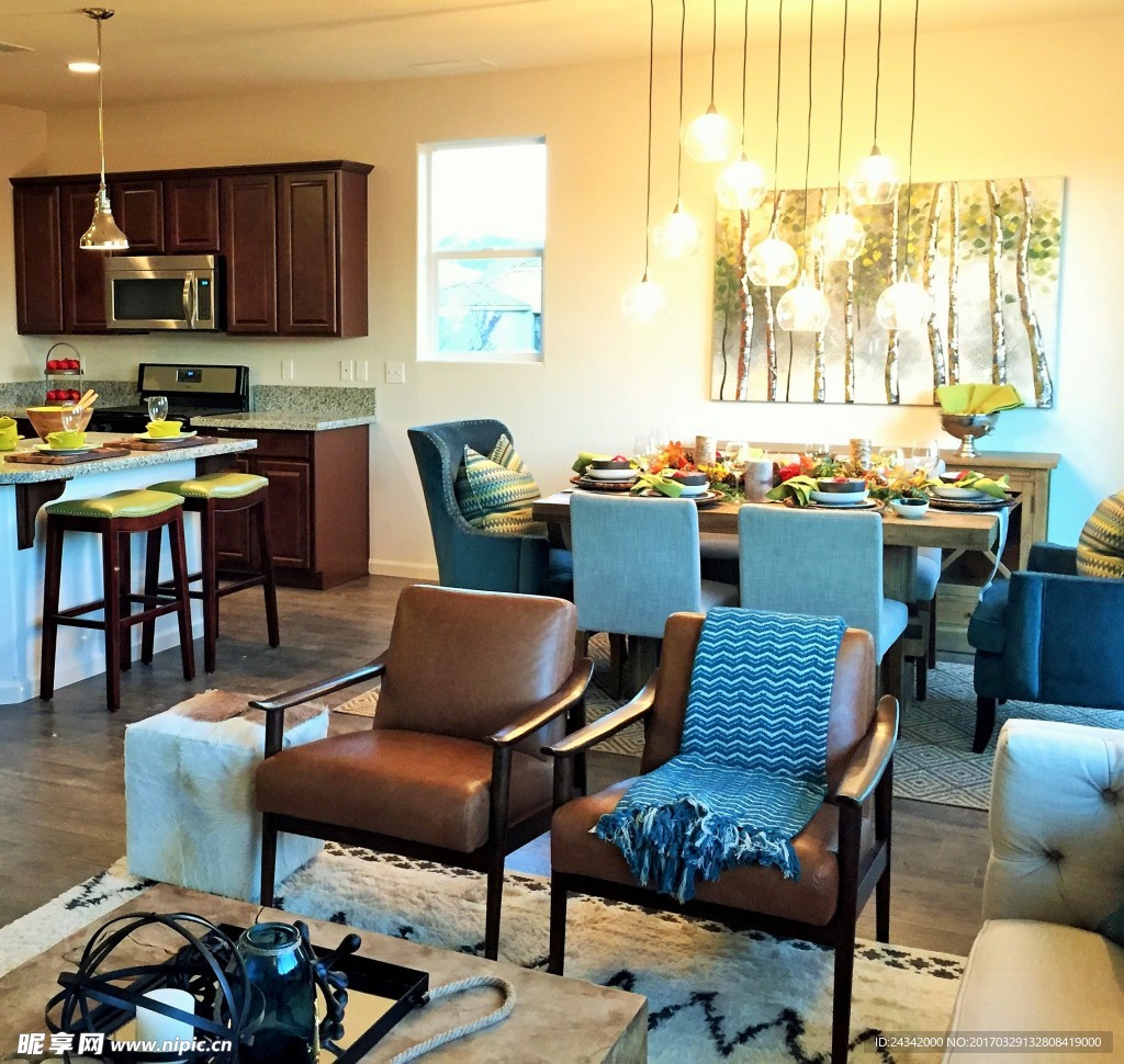 美式风格室内装饰实景图