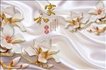 3D真丝玉兰花背景墙
