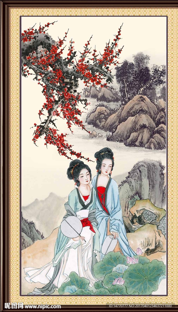 梅花美女图
