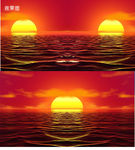 特效海平面红日升起视频