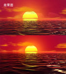 梦幻海平面红日升起视频