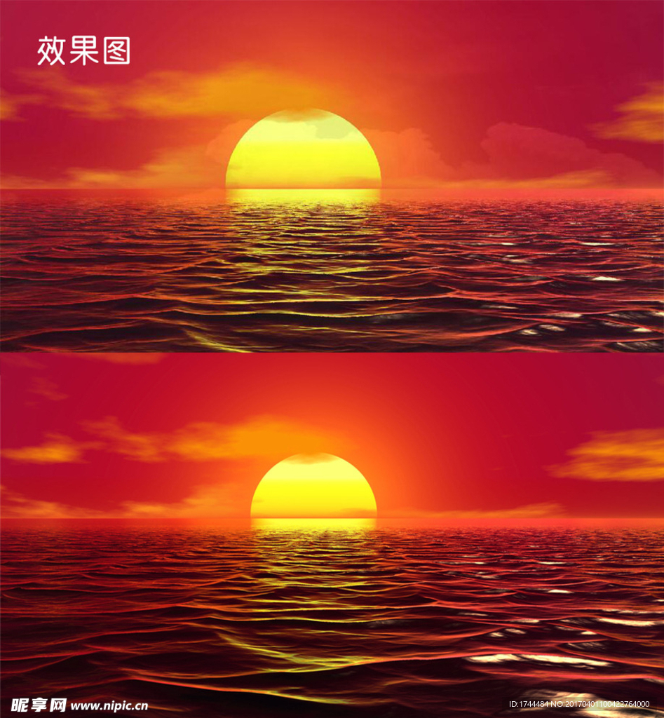 梦幻海平面红日升起视频