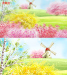 梦幻春暖花开插画视频