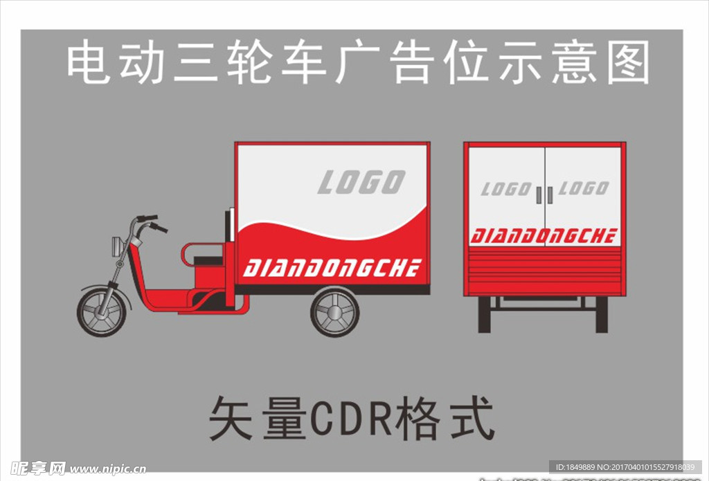 电动三轮车广告位示意图