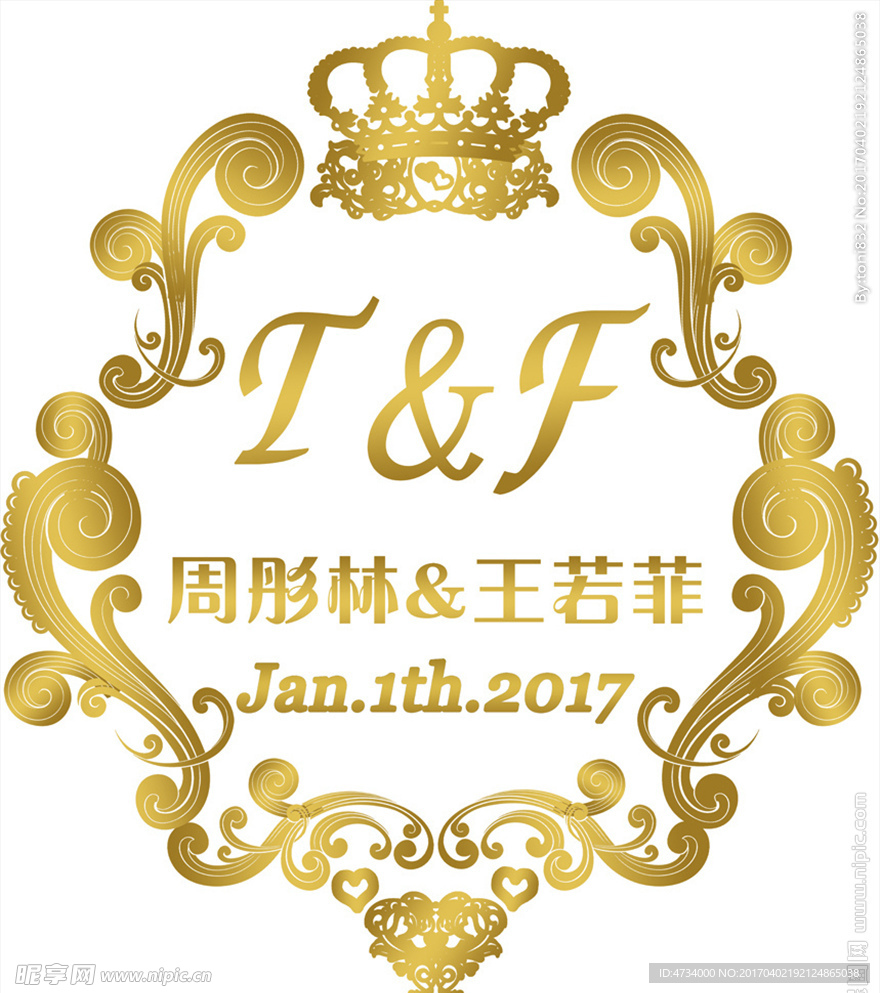 婚礼logo 白金色系