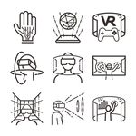 VR虚拟现实科技未来矢量线图