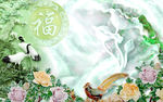 家和富贵玉雕牡丹孔雀电视背景墙