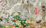 富贵吉祥玉雕山水壁画电视背景墙