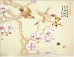 满堂富贵手绘花鸟电视背景图