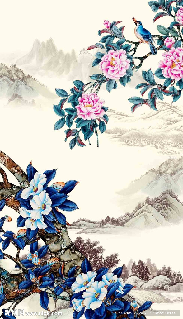 国画花鸟玄关
