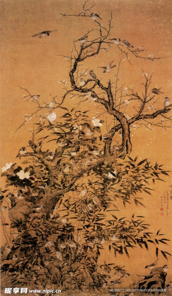 国画 百鸟图