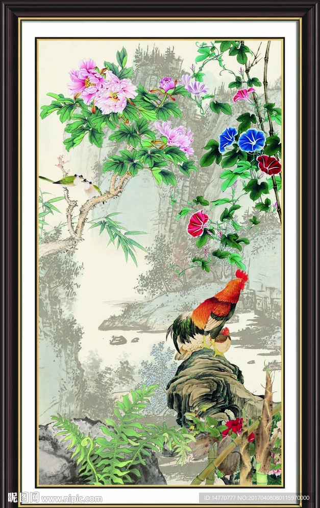 国画公鸡