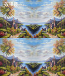 梦幻古典风景油画图片