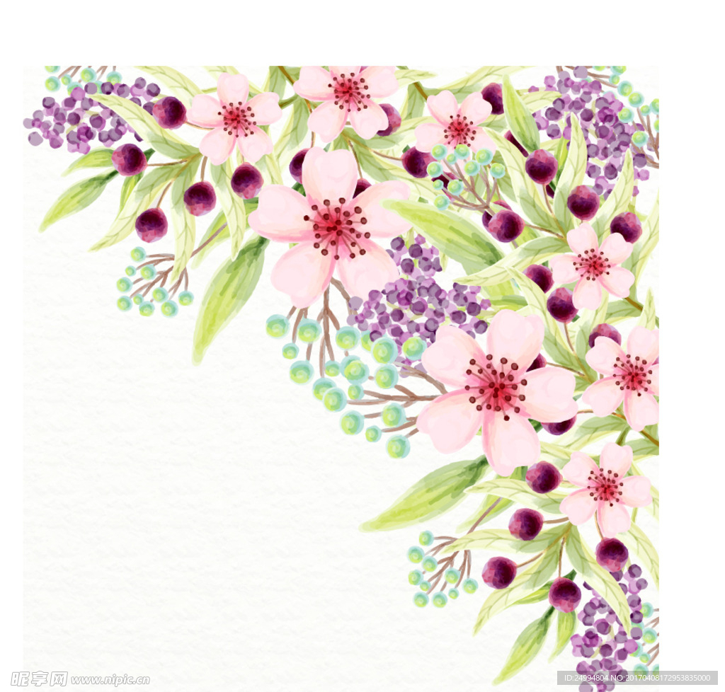 矢量花朵树叶底纹