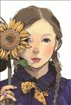 手绘女孩与向日葵