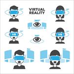 戴VR虚拟现实眼镜图标