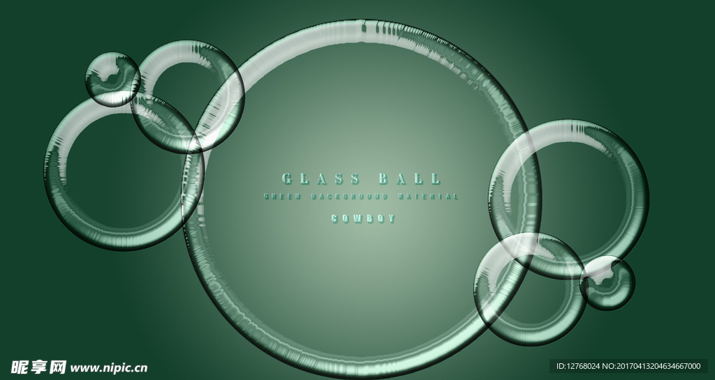 玻璃透明圆圈绿色背景