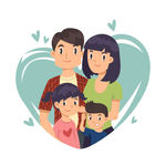 卡通二胎二孩幸福家庭插图