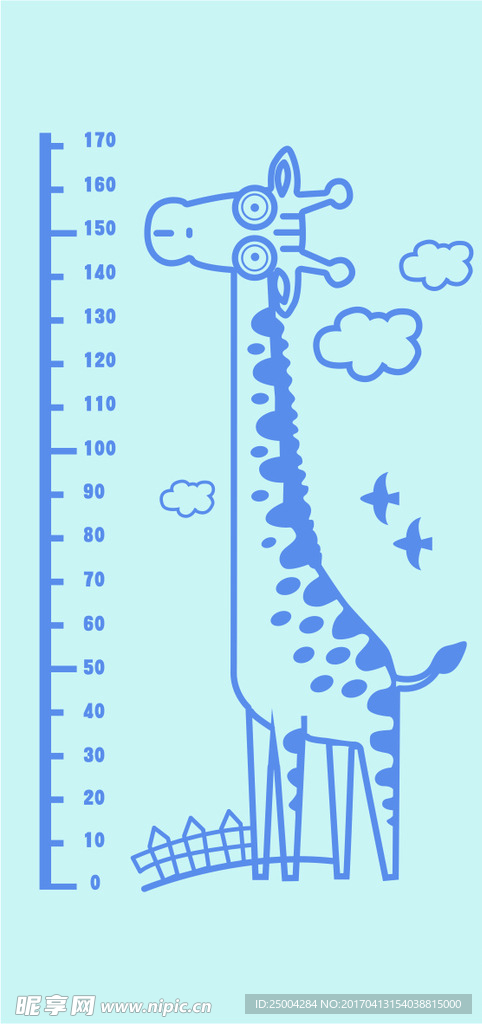 长颈鹿卡通身高尺