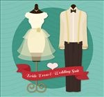 创意婚礼婚纱和西服矢量素材