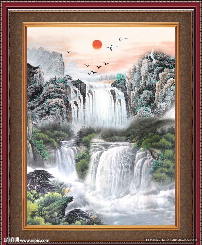 国画山水 旭日东升