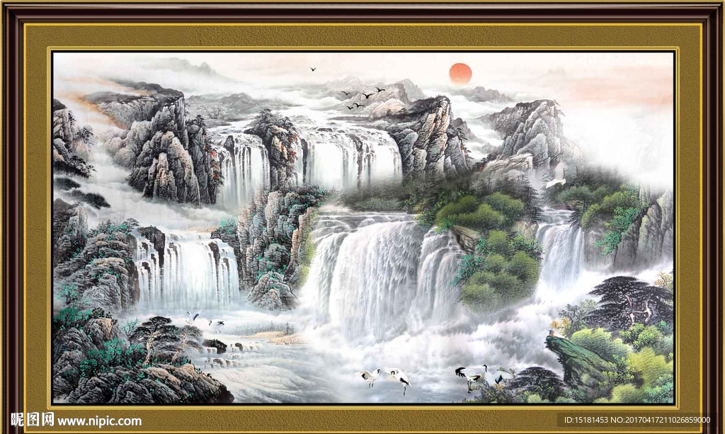 国画山水 旭日东升