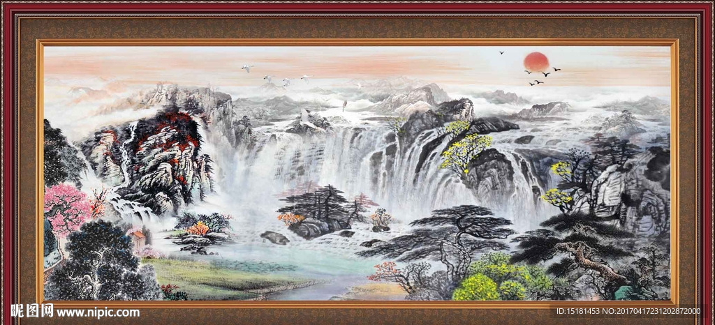 国画山水 旭日东升