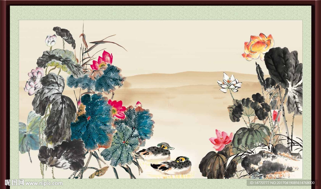 荷花水墨图