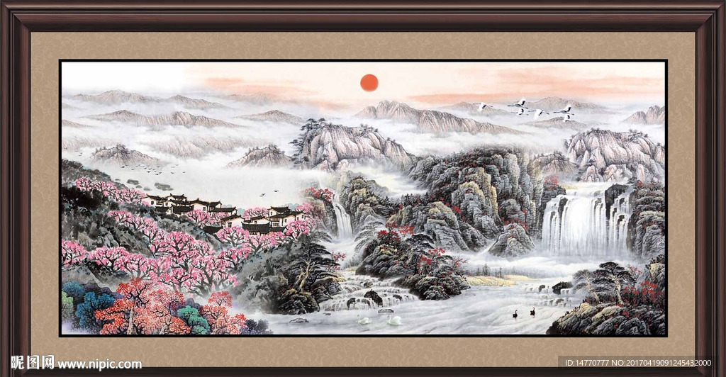 巨幅山水画 旭日东升