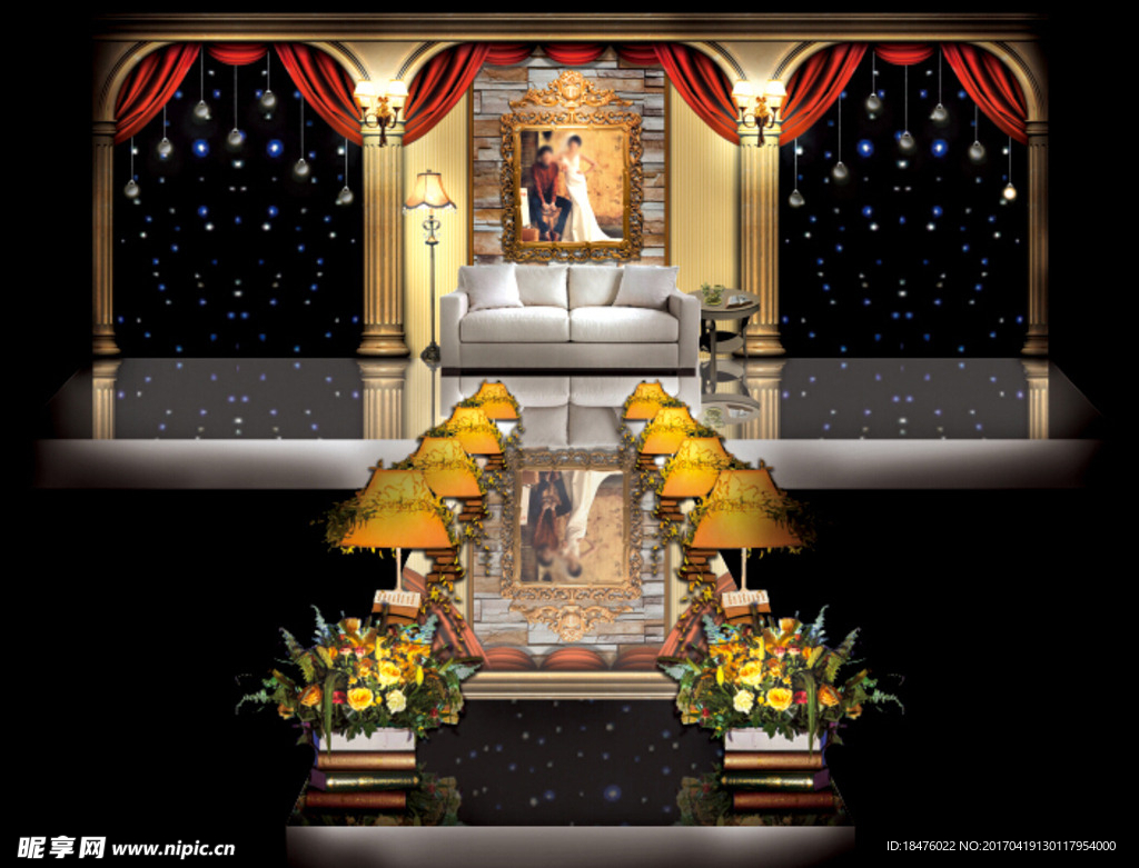 金色婚礼舞台设计