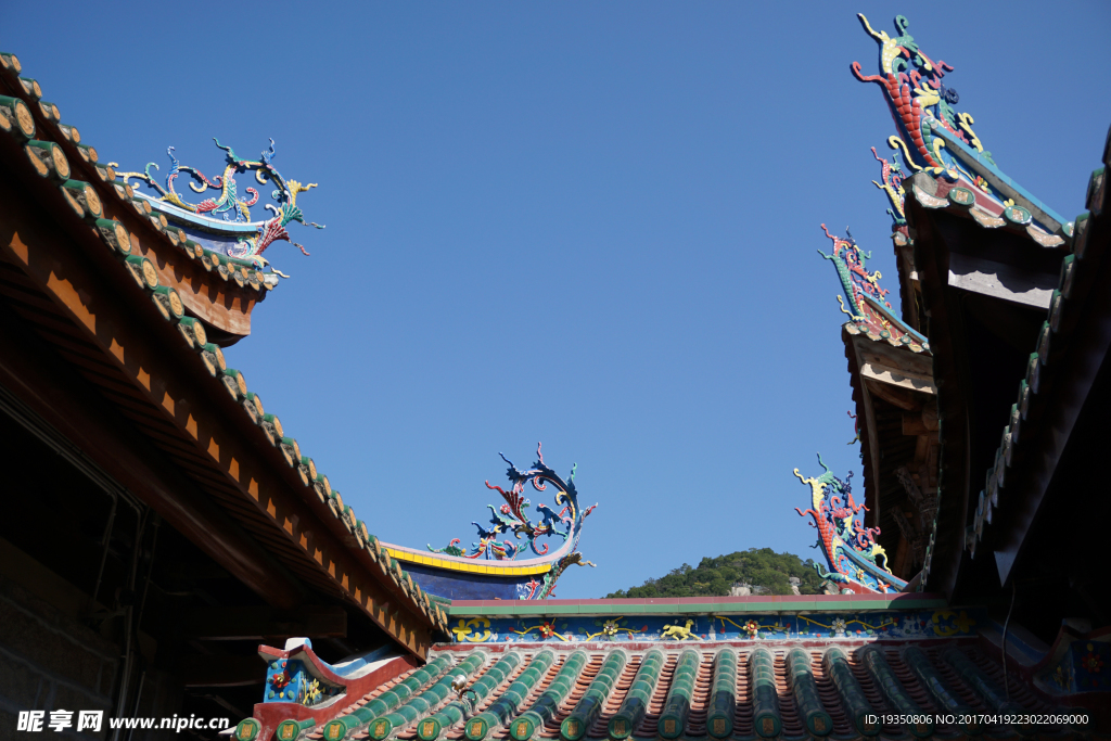 蓝天 寺庙 屋檐
