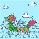 手绘端午节龙舟背景
