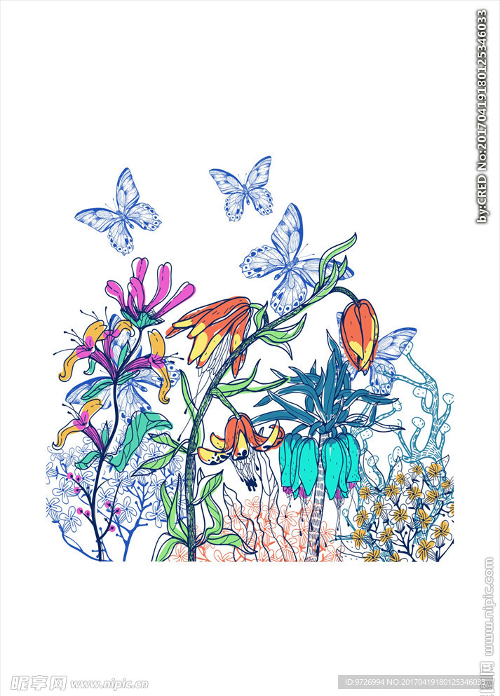 蝴蝶植物图案