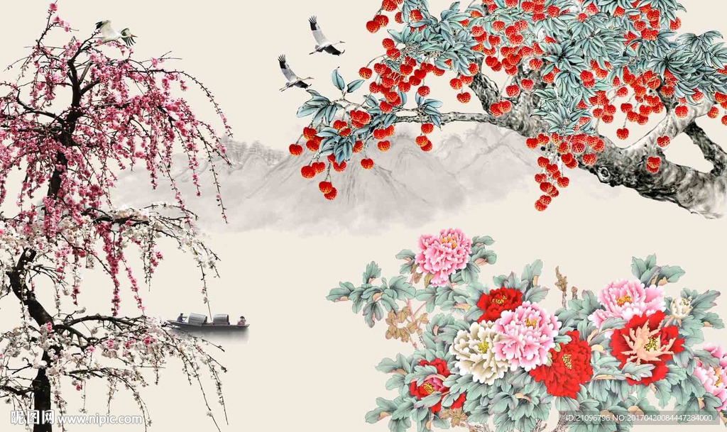 花鸟背景墙