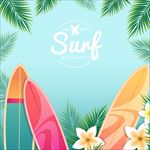 夏季热带植物冲浪海报
