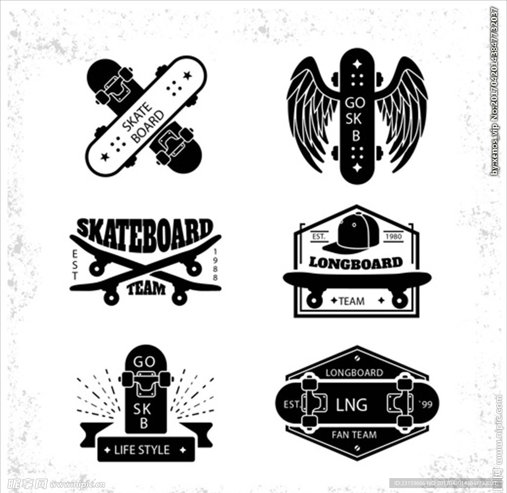 六款滑板用品俱乐部标识