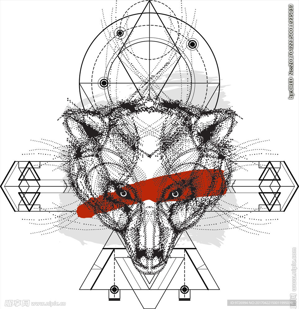 狼头矢量素材下载网点图案素材