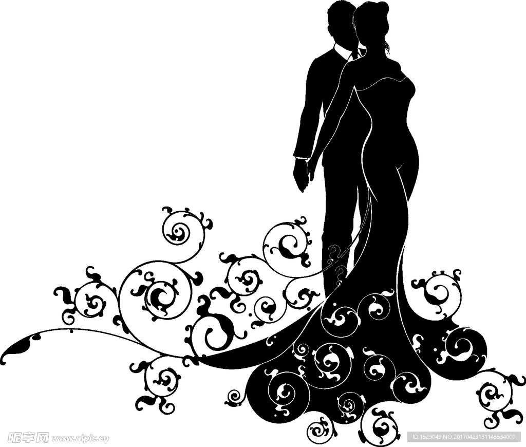 婚纱男女剪影